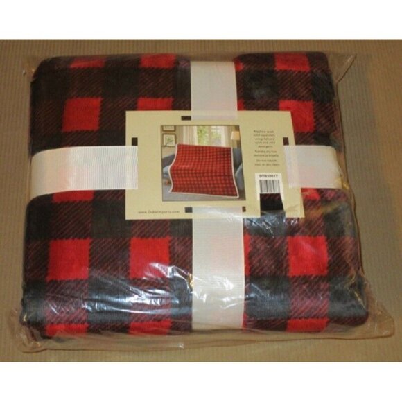 New Flannel Black and Red Plaid Sherpa Gift Plush Throw Blanket Home Decor Warm - Picture 2 of 2